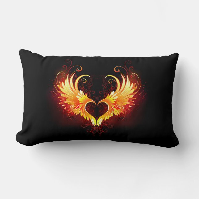 Coussin Rectangle Angel Fire Heart with Wings (Recto)
