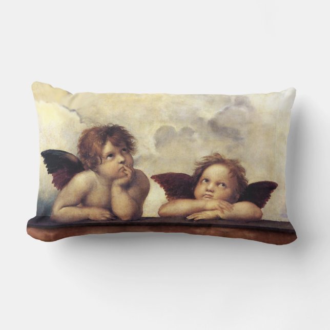 Coussin Rectangle ANGES / Cherubs ailés, Nuages Raffaello Sanzio T (Recto)