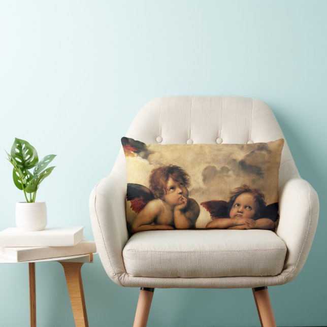 Coussin Rectangle Anges de la Madone Sixtine par Raphaël Sanzio (Chaise)