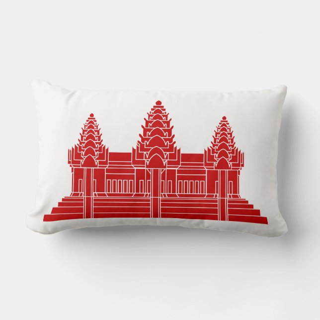 Coussin Rectangle Angkor Vat Cambodgien / Drapeau Khmer (Recto)