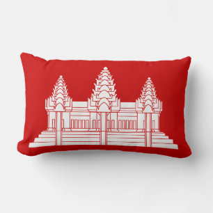 Coussin Rectangle Angkor Vat Cambodgien / Drapeau Khmer