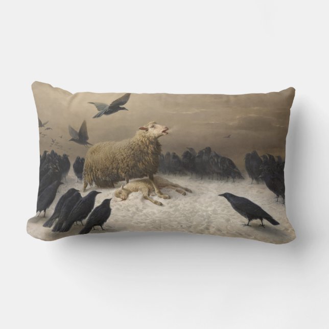 Coussin Rectangle Anguish : Mouton avec un agneau mort (Recto)