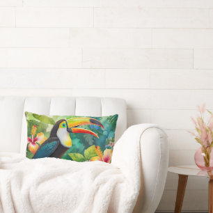 Coussin Rectangle Animal d'oiseaux tropicaux du Toucan