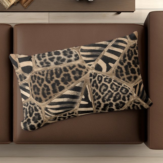 Coussin Rectangle Animal Print - Léopard et Zebra - pastel (Créateur téléchargé)