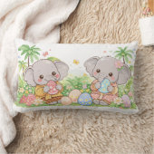 Coussin Rectangle Animaux Bébés Pastel avec Œufs Floraux (Couverture)