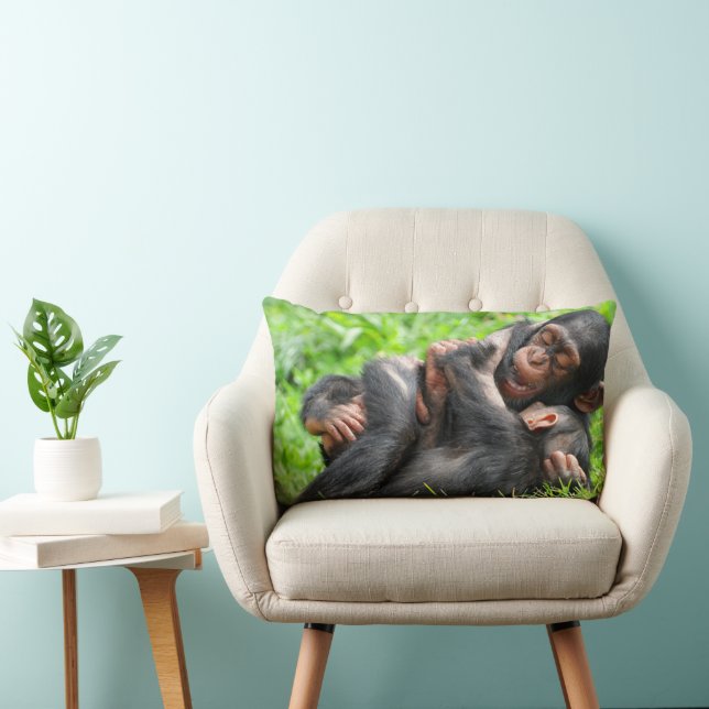 Coussin Rectangle Animaux de bébés cutest | Deux jeunes chimpanzés (Chaise)