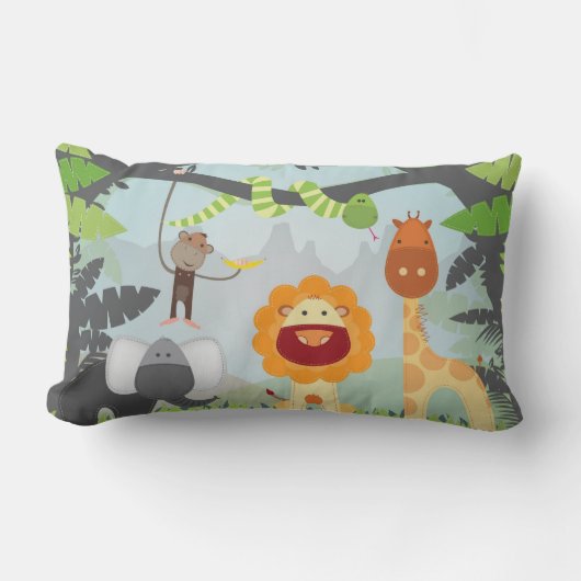 Coussin Rectangle Animaux de jungle (Recto)
