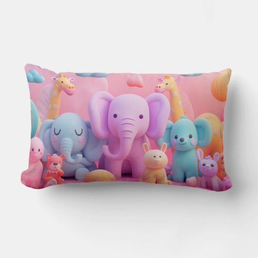 Coussin Rectangle Animaux doux aux couleurs pastel (Recto)