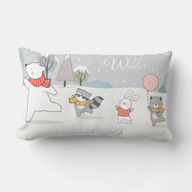 Coussin Rectangle Animaux forestiers adorables (Recto)