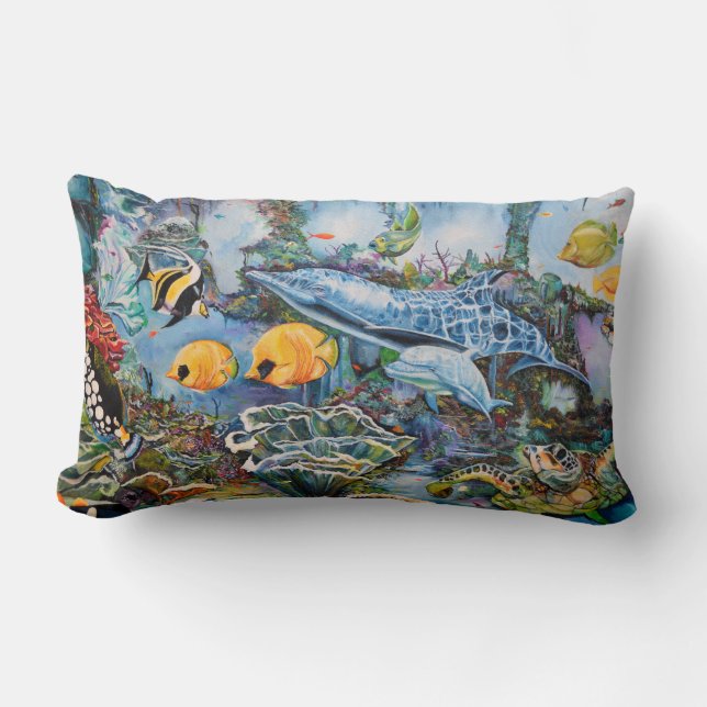 Coussin Rectangle Animaux marins colorés (Recto)