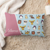 Coussin Rectangle Animaux mignons en lunettes de soleil avec nom (Couverture)