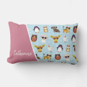 Coussin Rectangle Animaux mignons en lunettes de soleil avec nom (Recto)