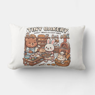 Coussin Rectangle Animaux mignons préparant des cupcakes et du pain