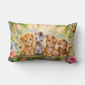 Coussin Rectangle Animaux Tropicaux Bébés Jungle Vibrante (Verso)