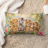 Coussin Rectangle Animaux Tropicaux Bébés Jungle Vibrante (Couverture)