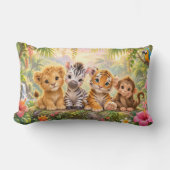 Coussin Rectangle Animaux Tropicaux Bébés Jungle Vibrante (Recto)