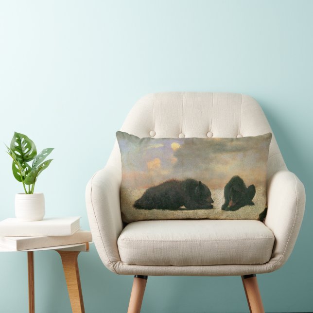 Coussin Rectangle Animaux Vintage, Grizzlis par Albert Bierstadt (Chaise)