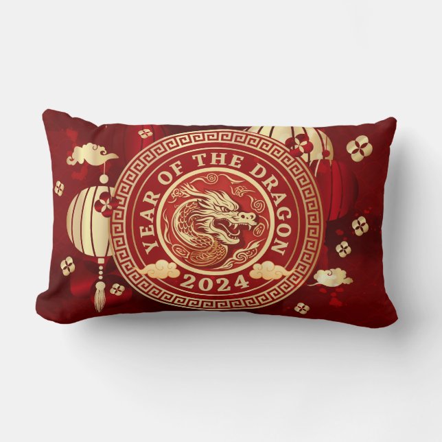 Coussin Rectangle Année du Dragon 2024 | SIGNE Zodiaque chinois (Recto)
