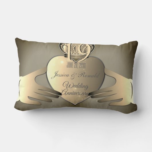 Coussin Rectangle Anniversaire du Mariage photo Claddaugh (Verso)