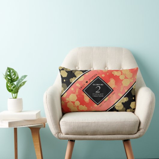 Coussin Rectangle Anniversaire élégant du 2ème Mariage Garnet (Chaise)