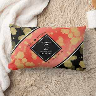 Coussin Rectangle Anniversaire élégant du 2ème Mariage Garnet