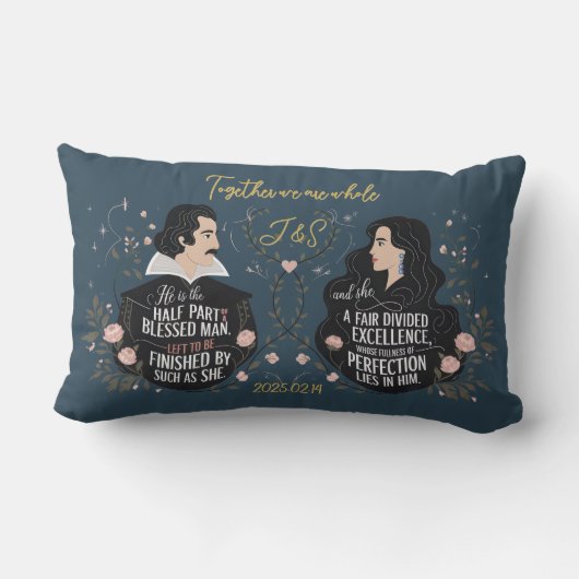 Coussin Rectangle Anniversaire Élégant Monogramme Devis de conte (Verso)