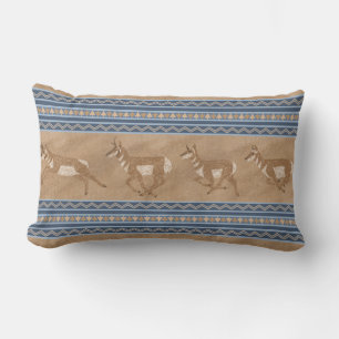Coussin Rectangle Antilopes Pronghorn du Sud-Ouest Bordure Bleue et
