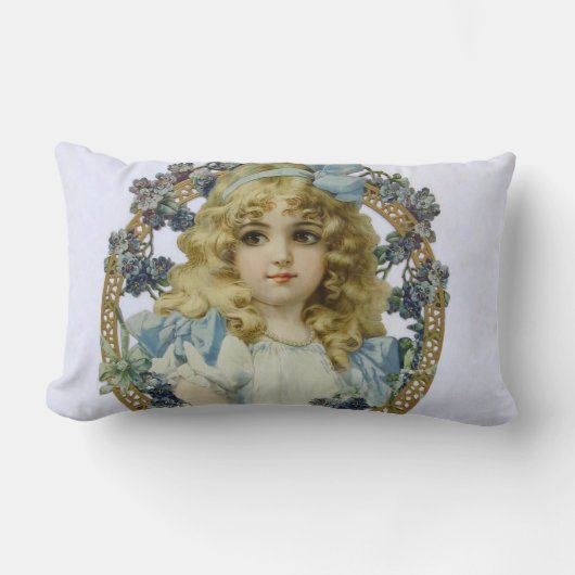 Coussin Rectangle Antique Petite fille Portrait enfant Beau (Recto)