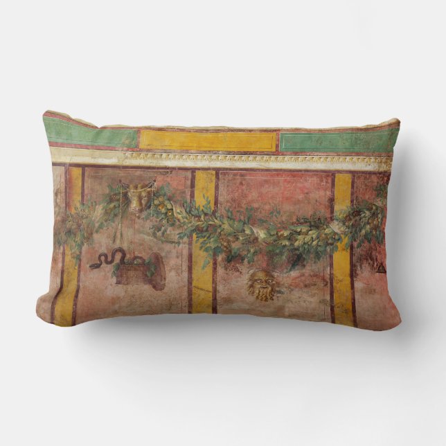 COUSSIN RECTANGLE ANTIQUE ROMAN FRESCO,SATYR MASK,GARLAND,FRUITS  (Recto)