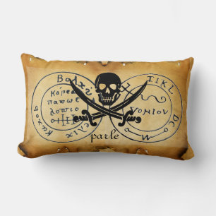 COUSSIN RECTANGLE ANTIQUE TALISMAN / PIRATES CARTE DU TRÉSOR
