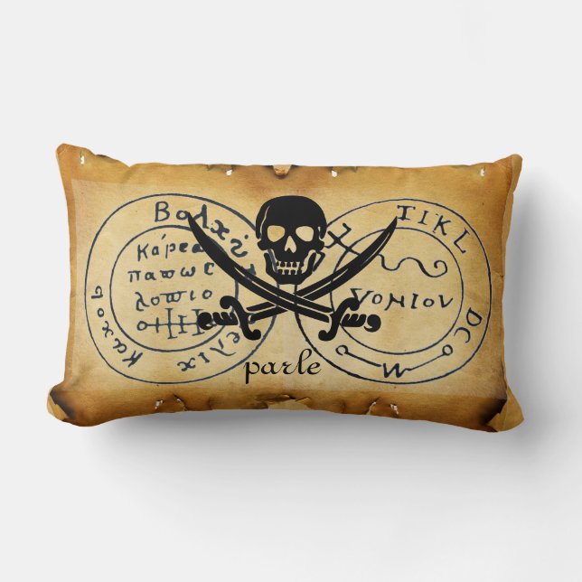 COUSSIN RECTANGLE ANTIQUE TALISMAN / PIRATES CARTE DU TRÉSOR (Recto)