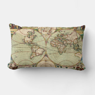 Coussin Rectangle Antique Vintage carte du monde