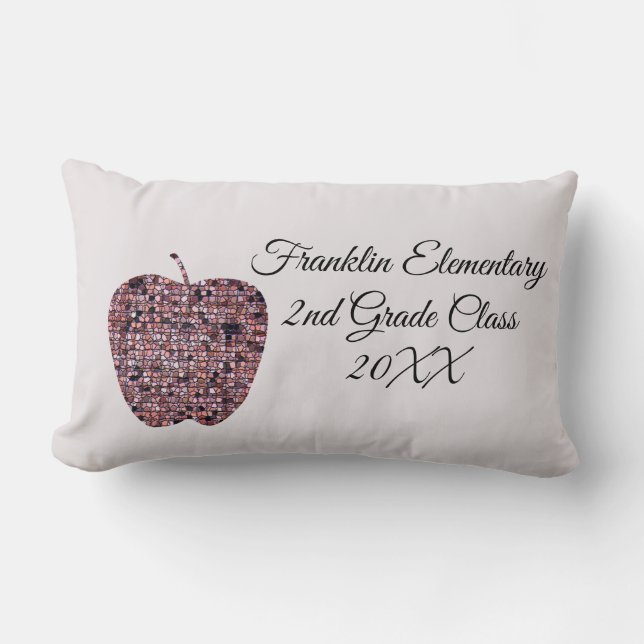 Coussin Rectangle Appréciation de l'enseignant Merci Mosaïque Pomme  (Recto)
