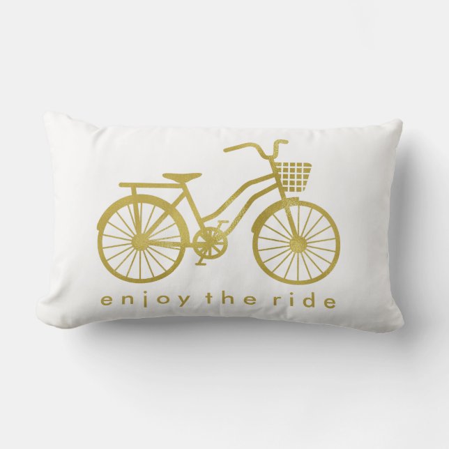 Coussin Rectangle Appréciez la bicyclette chic d'or de tour sur le (Recto)