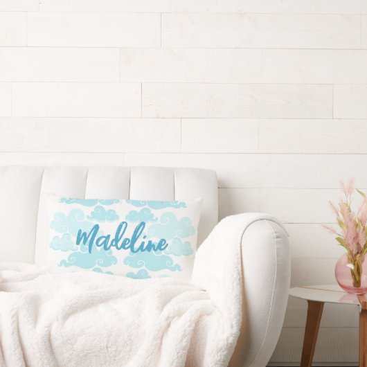 Coussin Rectangle Aqua Blue Chinoiserie Nom du nuage (Canapé)