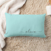 Coussin Rectangle Aqua Blue Turquoise Girl Script Monogramme Nom Mod (Couverture)