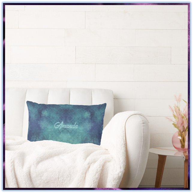 Coussin Rectangle Aqua moderne et Abstrait pourpre (Créateur téléchargé)