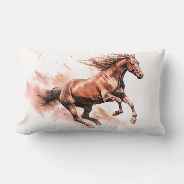Coussin Rectangle Aquarelle à cheval (Recto)