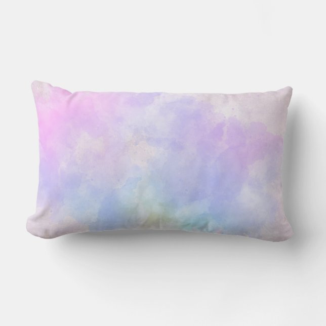 Coussin Rectangle Aquarelle Abstraite bleu violet élégant (Recto)