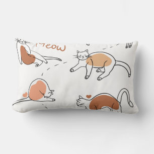 Coussin Rectangle Aquarelle adorable Enfants crèche Chat blanc brun