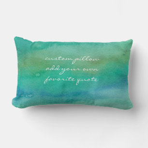 Coussin Rectangle aquarelle ajouter du texte bleu et turquoise