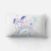 Coussin Rectangle Aquarelle au-dessus de la licorne d'arc-en-ciel (Verso)