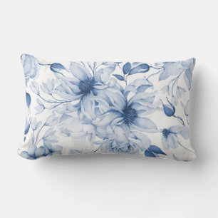 Coussin Rectangle Aquarelle Bleu et Blancs