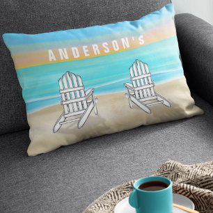 Coussin Rectangle Aquarelle Blue Beach Personnalisé