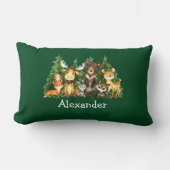 Coussin Rectangle Aquarelle Bois Animaux Forêts Arbres verts (Recto)