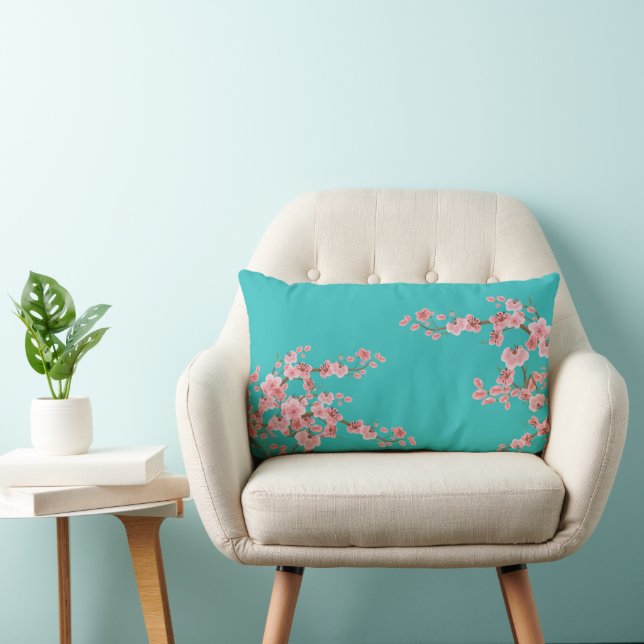 Coussin Rectangle Aquarelle Cerisiers en Fleurs (Chaise)