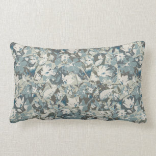 Coussin Rectangle Aquarelle Clematis Motif Floral Gris Bleu Sage