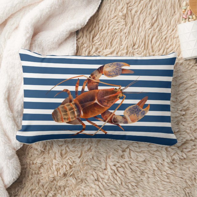 Coussin Rectangle Aquarelle de homard Crustaceancore nautique (Couverture)