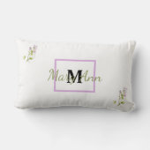 Coussin Rectangle Aquarelle de pois doux pourpre monogramme et nom (Verso)