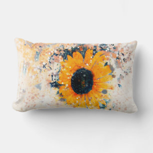 Coussin Rectangle aquarelle de tournesol joyeux